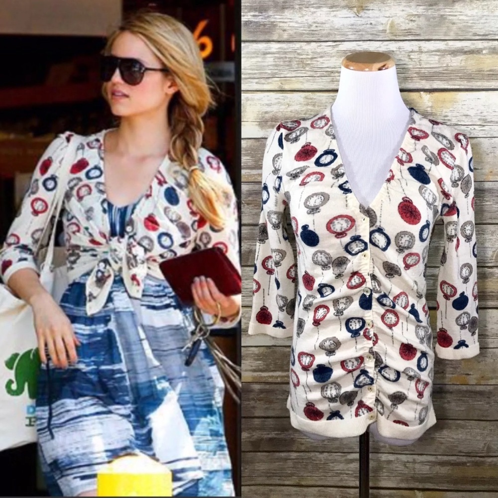 Anthropologie field flower tictok cardigan wool vintage retro celebrity worn M